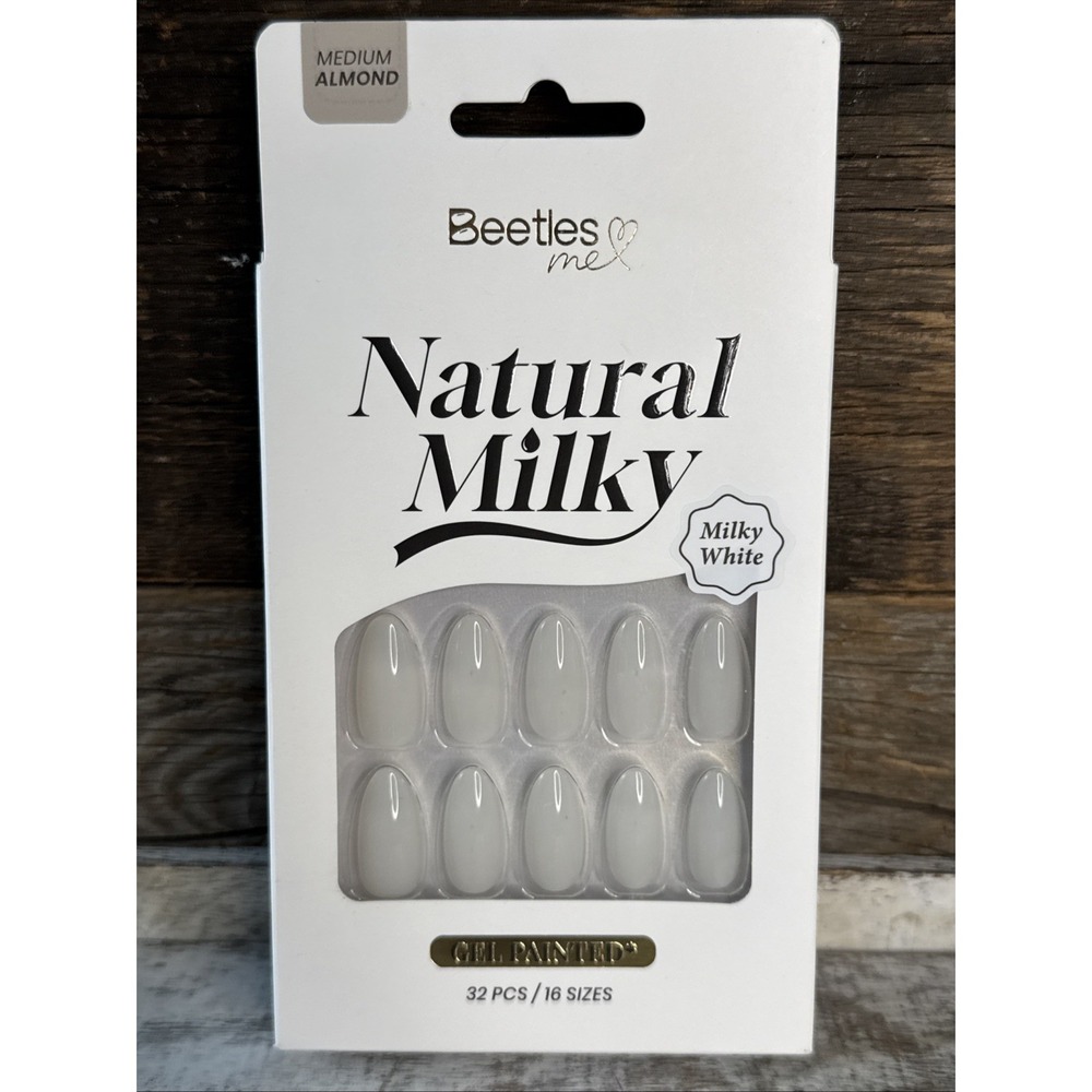 Beetles Natural Milky White Press On Nails Medium Almond | MSRP = $16‎